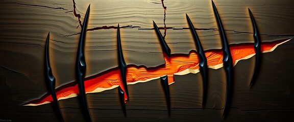Intense Claw Marks with Dynamic Patterns on Dark Background