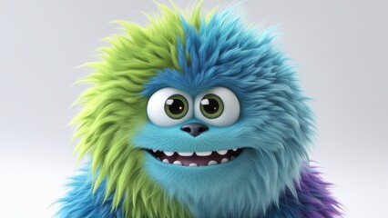 Fototapeta premium A colorful, furry creature with large eyes and a friendly smile.