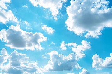 Fototapeta premium Bright blue sky with white clouds background, natural, no objects