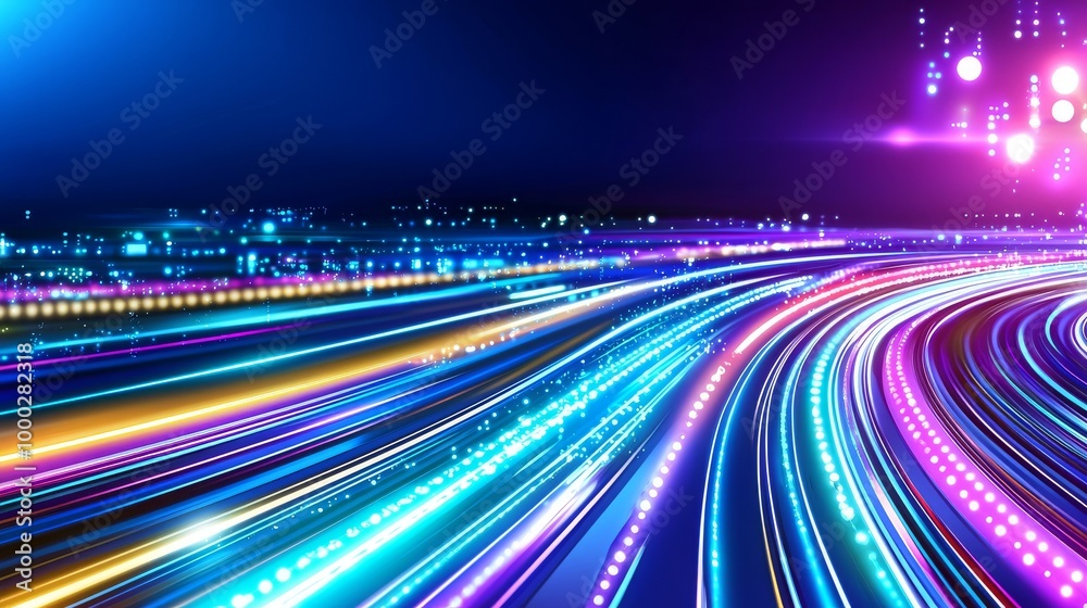 Poster digital technology abstract background with generative ai lines for network, big data, data center, 