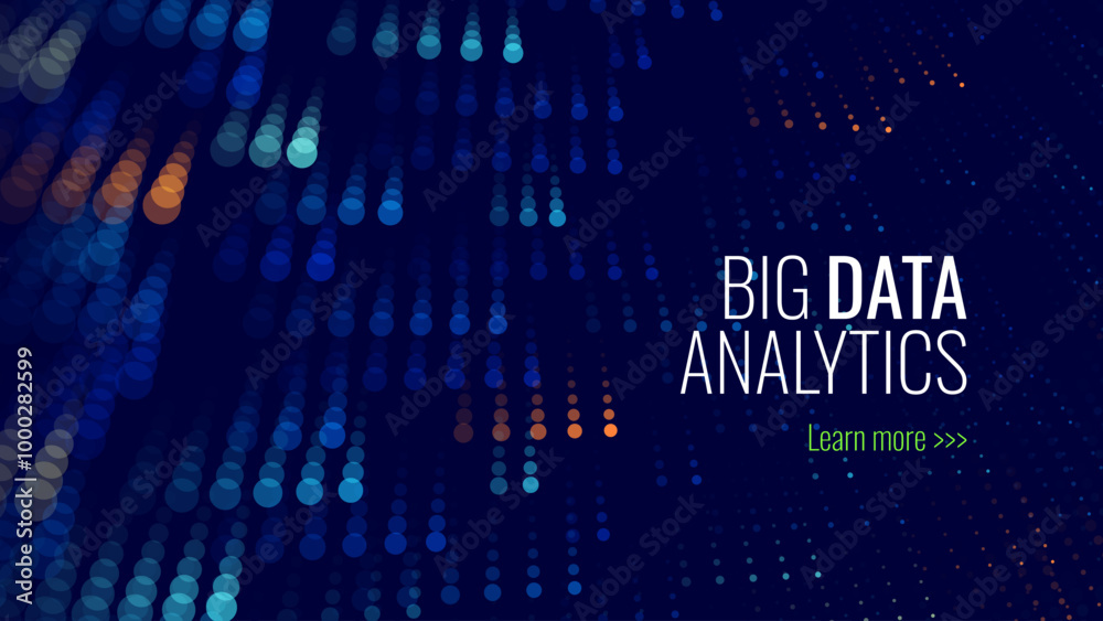 Aufkleber Cyber Big Data Flow Particles Bokeh. Digital Neural Network. Concept of AI Artificial Intelligence Technology Machine Deep Learning. Digital Communication. Science Technology Presentation Vector.