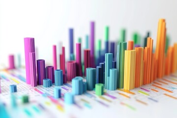 Obraz premium Economics market data visualization on solid white background, isolated