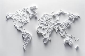 Economics recession global impact map on solid white background, single object