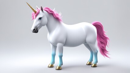 A colorful, stylized unicorn with a golden horn and vibrant mane.