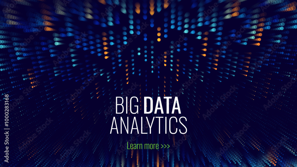 Fototapete Cyber Big Data Flow Particles Bokeh. Digital Neural Network. Concept of AI Artificial Intelligence Technology Machine Deep Learning. Digital Communication. Science Technology Presentation Vector.