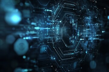 Futuristic digital background with tech patterns, dark theme, no objects