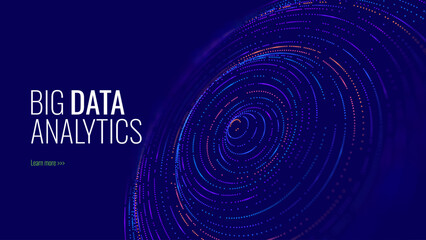 Abstract Circular Line Trails Moving in Circle. Blue Digital Business or Science Background. Medical Research or Tech Innovation Online Webinar Presentation Event. Sound Wave Circles Vector.