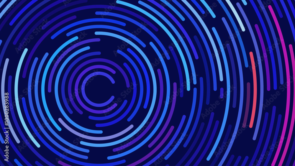 Fototapete Abstract Circular Concentric Circles Pattern Background. Round Colorful Arcs Backdrop. Moving Circles Vector Illustration. Futuristic Design for Technology or Science Event.
