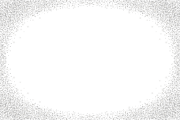 Luxury silver dust magic glitter border frame isolated on transparent background. Rectangle glitter silver border for design and decoration. Sparkling particles frame with stars. Mockup template, PNG