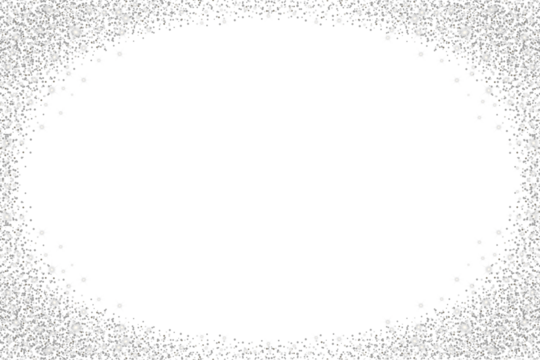 Luxury silver dust magic glitter border frame isolated on transparent background. Rectangle glitter silver border for design and decoration. Sparkling particles frame with stars. Mockup template, PNG
