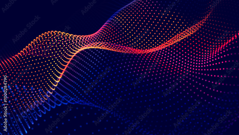 Poster Cyber Big Data Flow Particles Bokeh. Digital Neural Network. Concept of AI Artificial Intelligence Technology Machine Deep Learning. Digital Communication. Science Technology Presentation Vector.