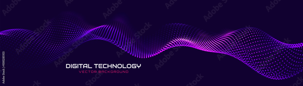 Poster Cyber Big Data Flow Particles Bokeh. Digital Neural Network. Concept of AI Artificial Intelligence Technology Machine Deep Learning. Digital Communication. Science Technology Presentation Vector.