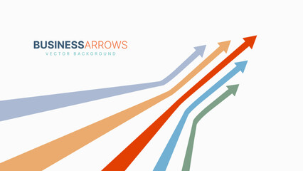 Five Arrows Moving Up Vintage Colors. Abstract Financial Chart with Uptrend Line Arrows Graph Go Up. Growth Business Revenue Invest Concept. Vector Illustration.