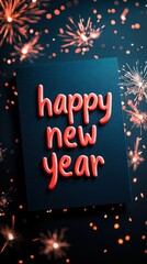 Festive Happy New Year Postcard with Fireworks. Generative ai