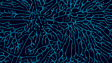 Mycelium Fungus Macro Pattern. Fungus Scientific Medical Research Background. Science Macro Pattern Backdrop. Futuristic Plant Microbiology Healthcare. Vector Illustration. © ec0de