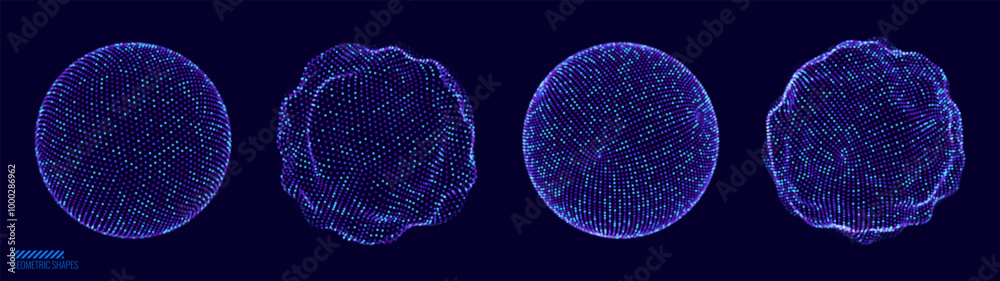 Leinwandbilder Spheres of Dots Particles. Atom Orb Technology Abstract Design Elements. Minimalistic Geometric Design Sci-Fi HUD Elements. Futuristic VR Digital Vector Illustration.