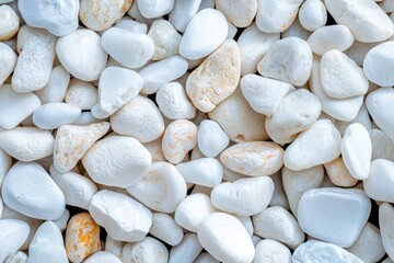 Abstract background with decorative floor pattern made of white gravel stones. Stock texture for gravel
