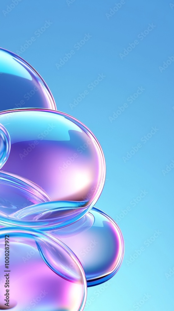 Poster metaballs, liquid blobs, and soap bubbles rendered as a 3d rendering.