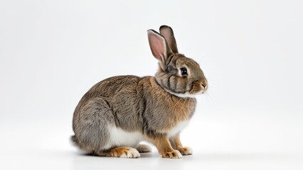 Obraz premium A cute rabbit sitting gracefully against a white background.