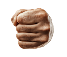 An isolated hand punching on transparent background