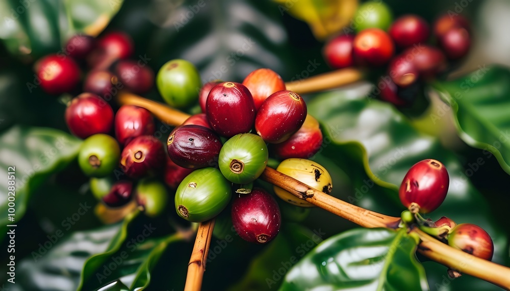 Canvas Prints Richly roasted African coffee beans glistening under the sun on a lush farm