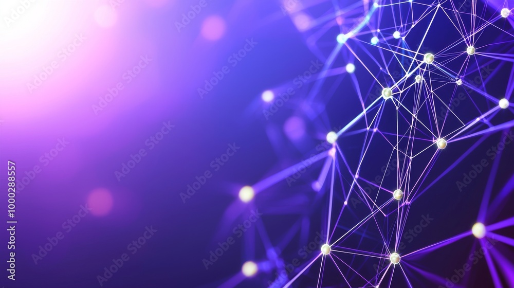 Poster three-dimensional rendering of an abstract digital network connection on a blue background