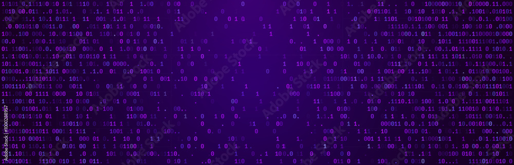 Fototapete Abstract Binary Software Programming Code Background. Random Parts of Program Code. Digital Data Technology Concept. Random Binary Data Matrix Wide Vector Illustration.