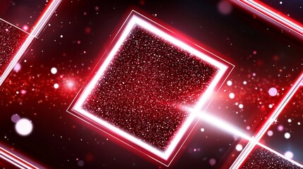Obraz premium Virtual abstract background space tunnel with neon lights. Reality square portal tunnel with spherical laser show in vibrant colors.