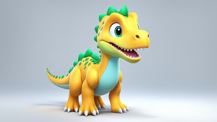 Naklejka premium A cute, cartoonish dinosaur character with bright colors and a friendly expression.
