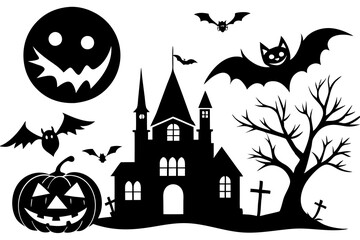 Awesome Happy Halloween elements isolated on white