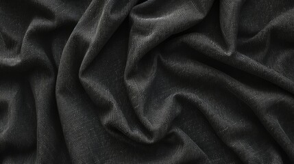 Fototapeta premium Black Fabric Texture Background - Draped Material