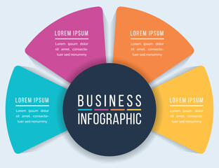 Business Infographic design 4 steps, objects, elements or options infographic business template