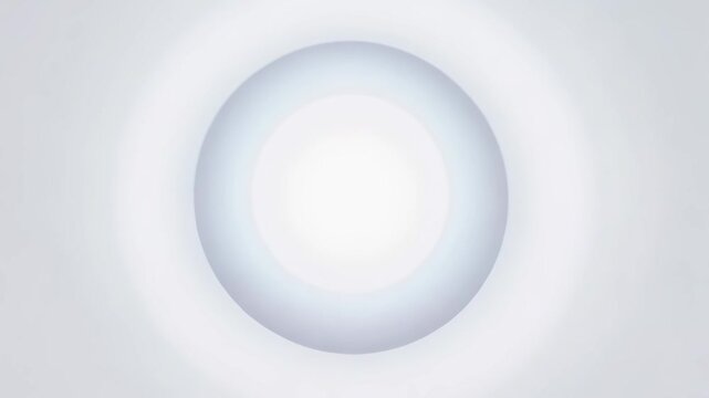 A single floating orb pulses gently with concentric circles on a soft white background, symbolizing deep breathing and relaxation, enhancing a sense of calmness.
