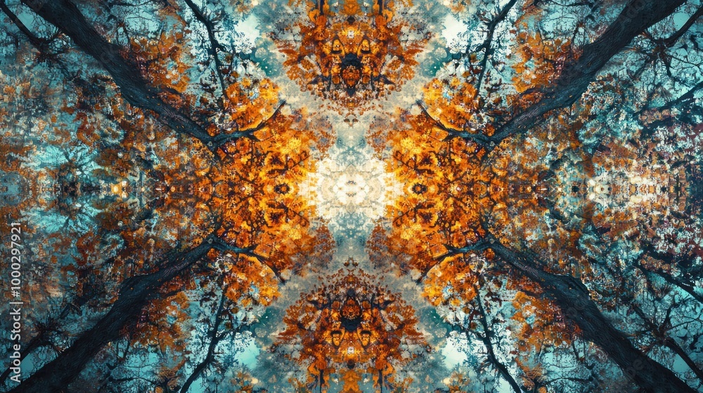 Canvas Prints Abstract Artwork of Trees in Fall Colors