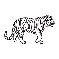 single one line Tiger silhouette on white background
