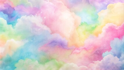 Abstract background of colorful clouds in a rainbow watercolor style.