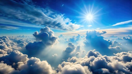 Fototapeta premium Fluffy Clouds in the Skyline: Majestic Cloud Formations and Scenic Sky Views for Atmospheric Visuals for Poster and Digital Design Projects 