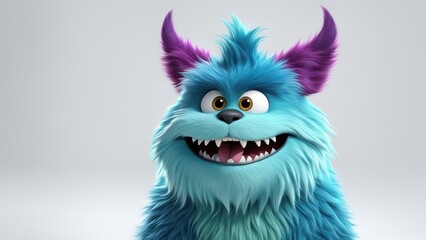 Fototapeta premium A friendly, colorful cartoon monster with a big smile and vibrant fur.