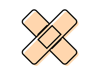 ミニマルな絆創膏ばってん版ズレアイコンA：長方形ベージュ