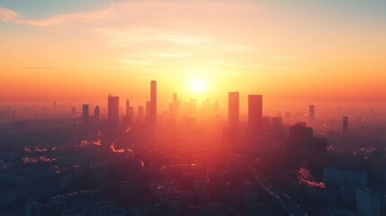 Sunrise Over City Skyline
