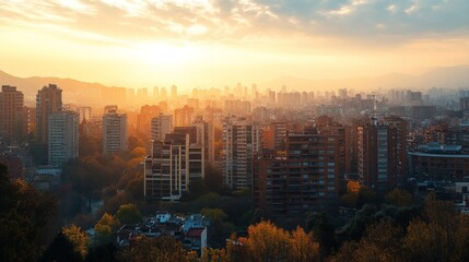Fototapeta premium Urban Skyline at Sunset