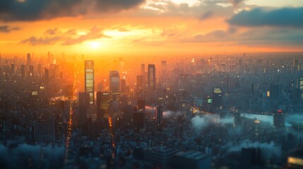 Fototapeta premium Cityscape at Sunset