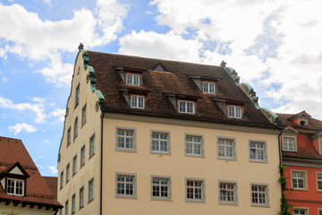 Fototapeta premium Historic houses in the old town center of Meersburg on Lake Constance in Germany, Meersburg, 27.9.2024
