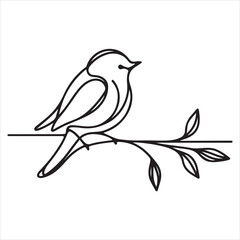 single one line bird silhouette on white background
