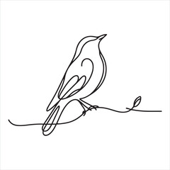 single one line bird silhouette on white background
