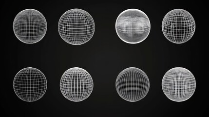 3D Wireframe Spheres on Black Background