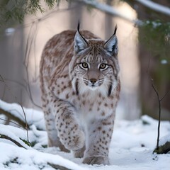 Fototapeta premium Lynx in the snow