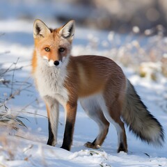 Obraz premium Red fox in snow
