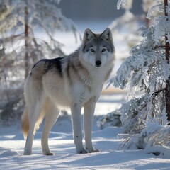 Naklejka premium Wolf in snow