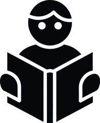 reading book silhouette icon - Transparent Background Clipart